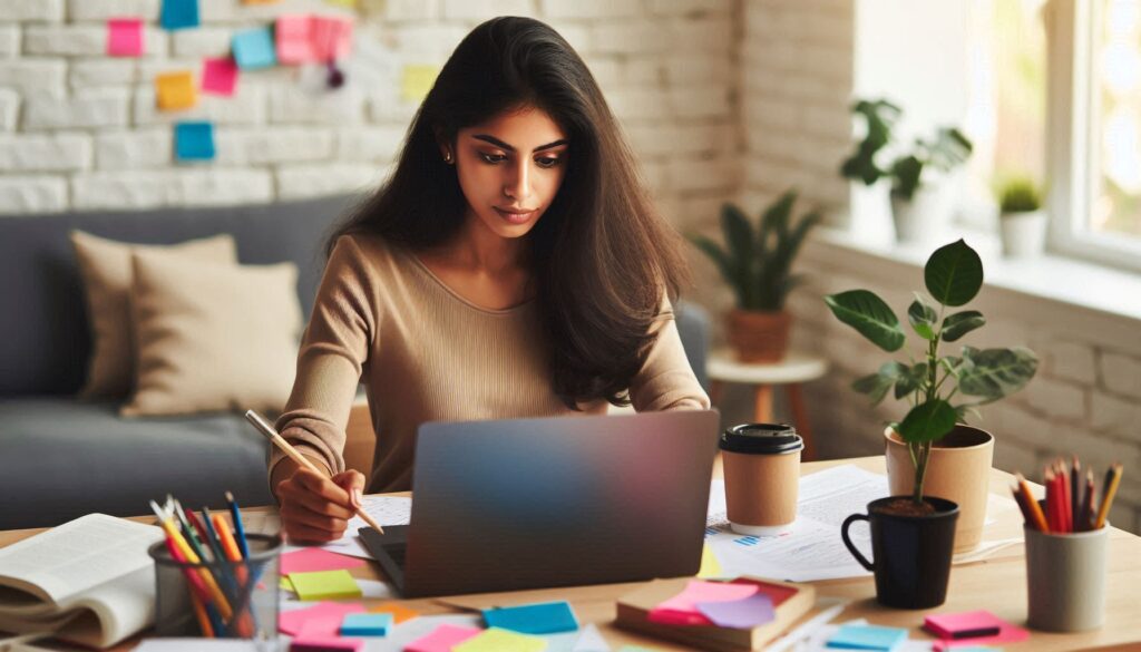 Woman Creating a Working Schedule on her Computer