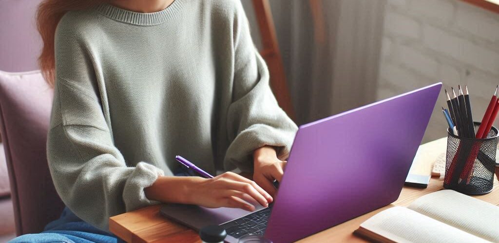 Woman Writing an Article