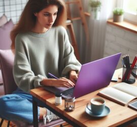 Woman Writing an Article