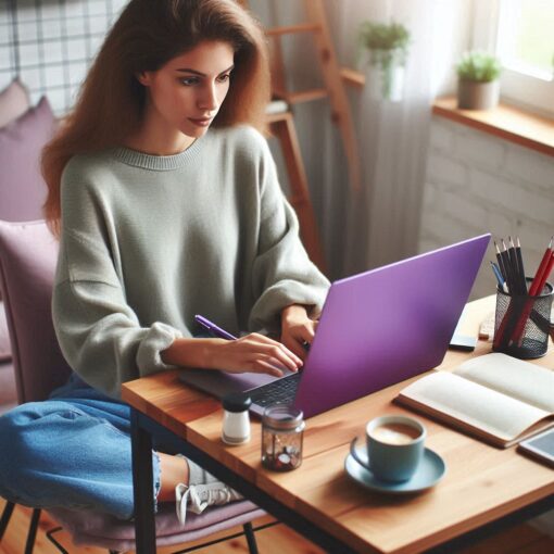 Woman Writing an Article