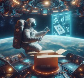 Man Assembling an Ikea Website on a Spaceship