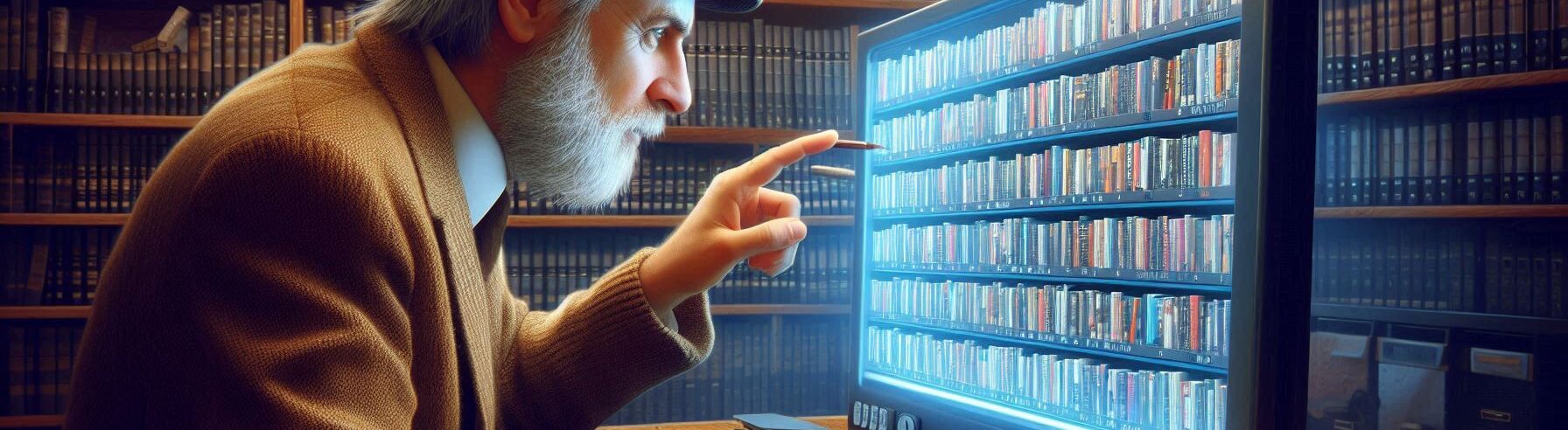 Man Selecting from a Video Library