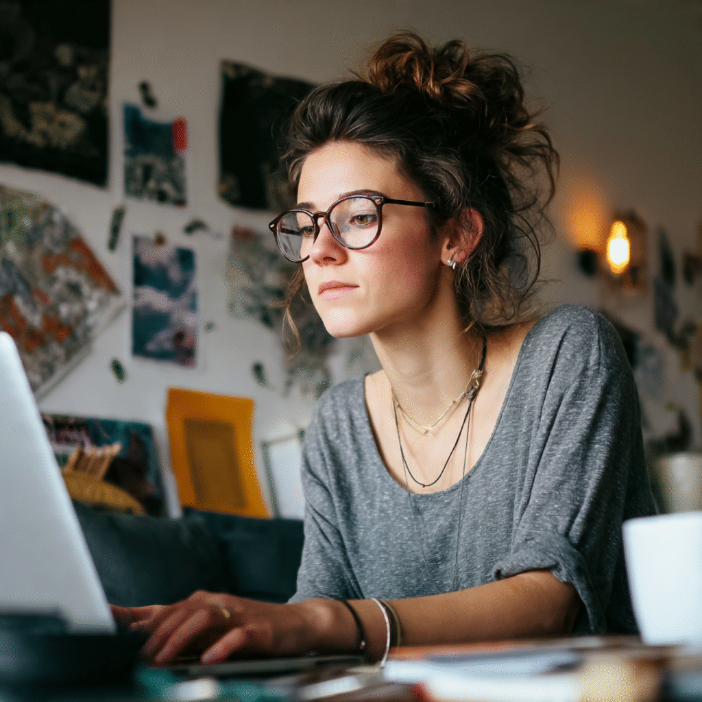 Woman Typing on Her Computer