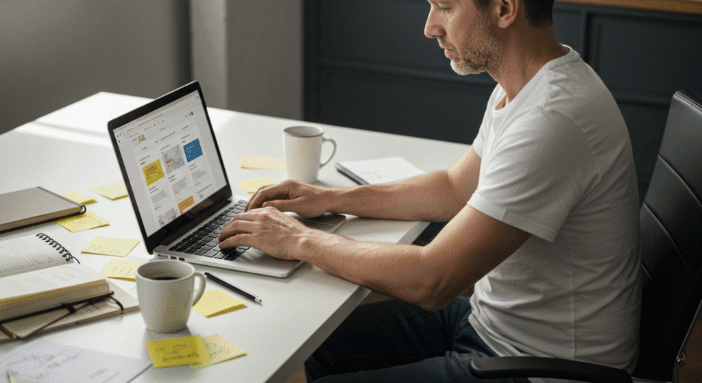 Man Creating a Website Written Content