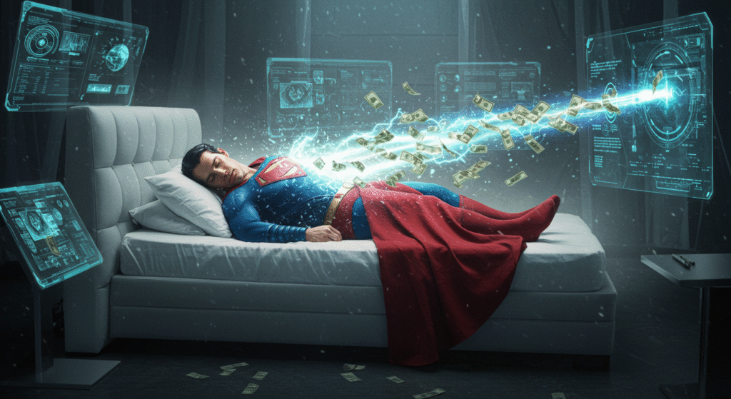 Superman Making Money While He Sleeps