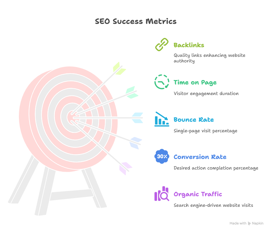 Graphic Outline of SEO Metrics for Success