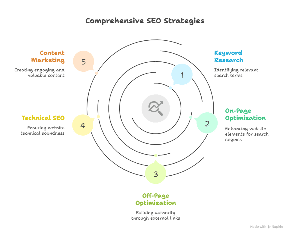 Visual Diagram of Comprehensive SEO Strategies