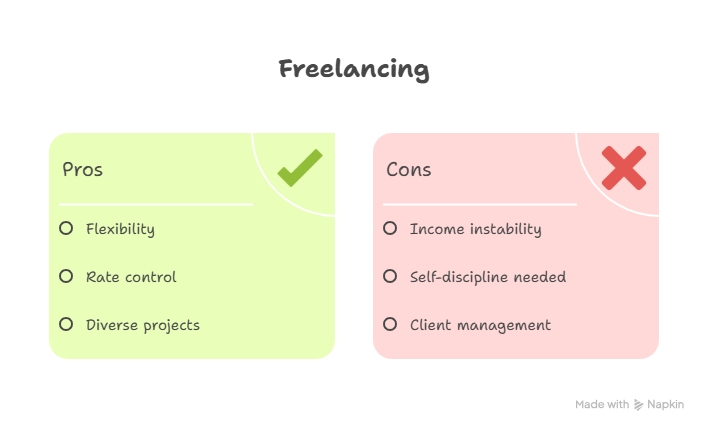 Graphic Outline for Freelancing Pros and Cons
