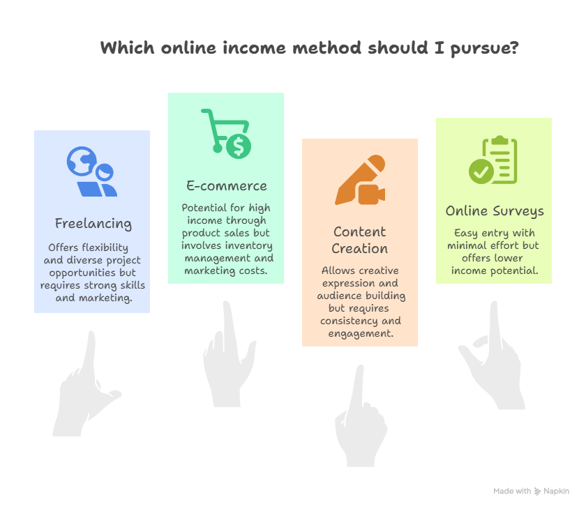 Visual Diagram for Online Income Methods