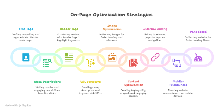 Graphic Chart for On-Page SEO Optimization Techniques