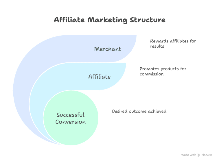 Graphic Diagram of The Affiliate Marketing Structure