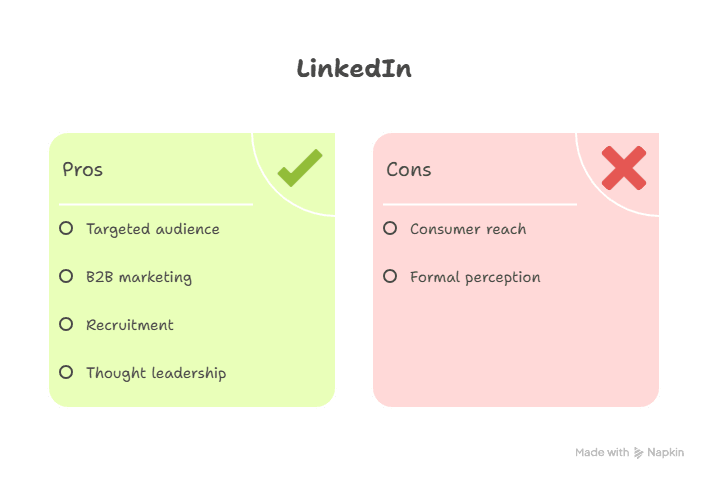 Diagram Showing LinkedIn Pros and Cons