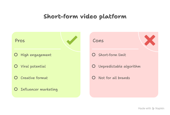 Diagram Showing Short-Form Video-Sharing Platforms Pros and Cons